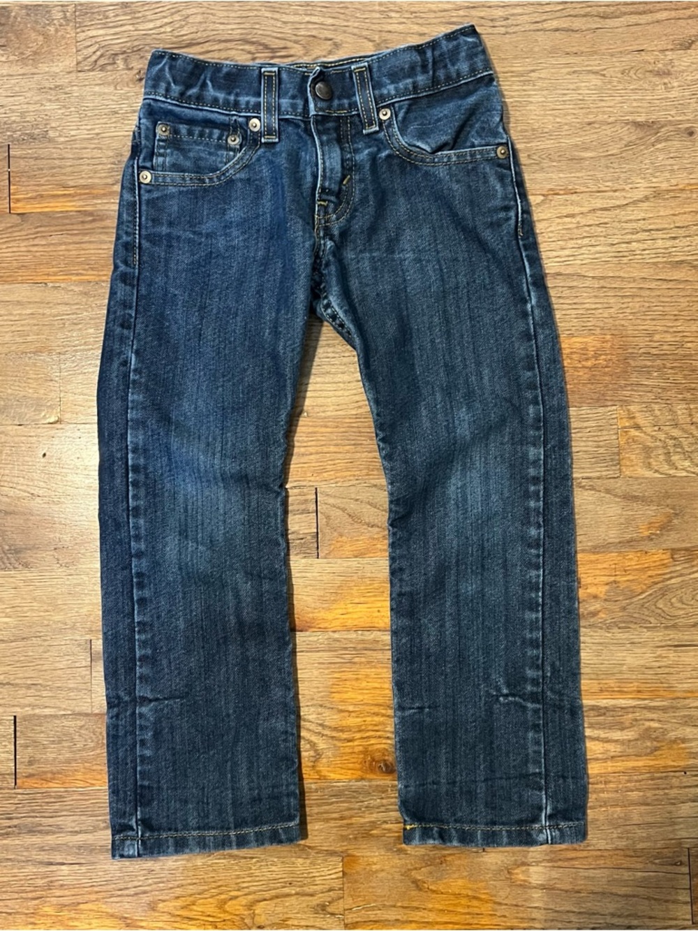 Kids Dark Blue Straight-Leg Jeans Signature Levi Size 6 Adjustable Band